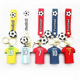 PVC Slips Football Keychains Jerseys Teams Doll Key Ring Bag Pandent ornamenten