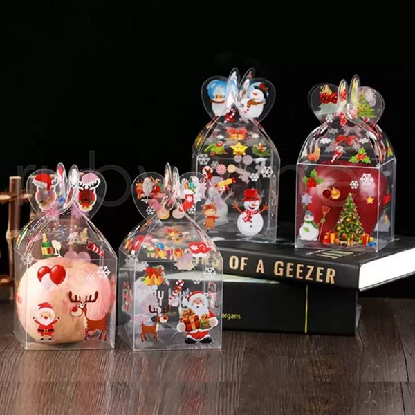 Boîte à bonbons transparente en PVC, décoration de noël, emballage cadeau, père noël, bonhomme de neige, boîtes à bonbons et pommes, fournitures de fête WLY935