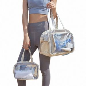 PVC Transparent Fitn Sac de formation de grande capacité Sac à main Lage léger imperméable à l'eau clair sac fourre-tout sacs à main pour Cam Y9IP #