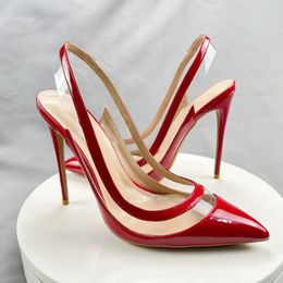 PVC transparante sandalen vrouwen 2023 Nieuwe puntige teen slingbacks stilettos schoenen vrouwen rugriem hiel gladiator schoenen