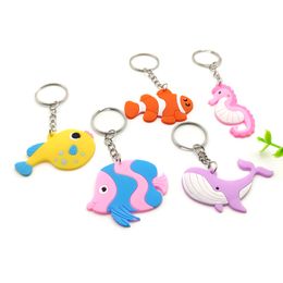 PVC Tropical Fish Keychains Marine Animal Cartoon Keychain Hanger Keyring Fashion Accessoires Key Chain