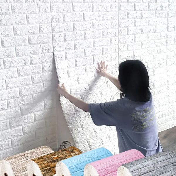 Panneaux muraux en PVC 3D Stickers muraux imperméables Modèle en mousse Modèle décoration de maison moderne 70x100cm de salon Décoration chambre à coucher