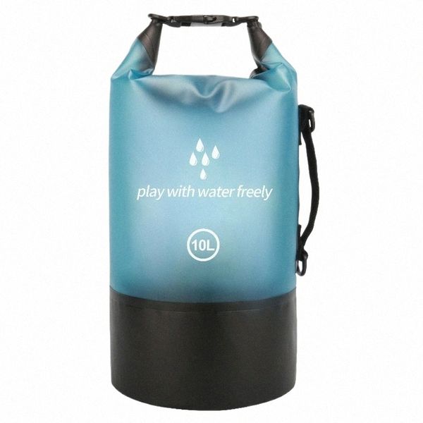 Sac étanche en PVC 5L 10L 20L Sac de natation en plein air Plongée Compri Stockage Sac sec pour homme Femme Kayak Sac à dos E53n #