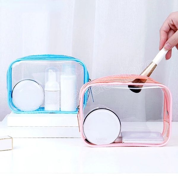 PVC Sac de maquillage transparent PVC Organisateur de voyage Transparent Sac de cosm￩tique Case de beaut￩ Sac de toilette Maling Up Sacs de lavage