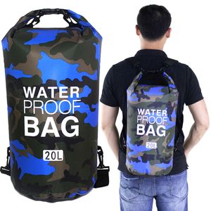 PVC Sac à sec imperméable 2L 5L 10L 20L CAMO PLANGE OUTDOOR MAN FEMMES FEMMES PLAQUES SAG SAG