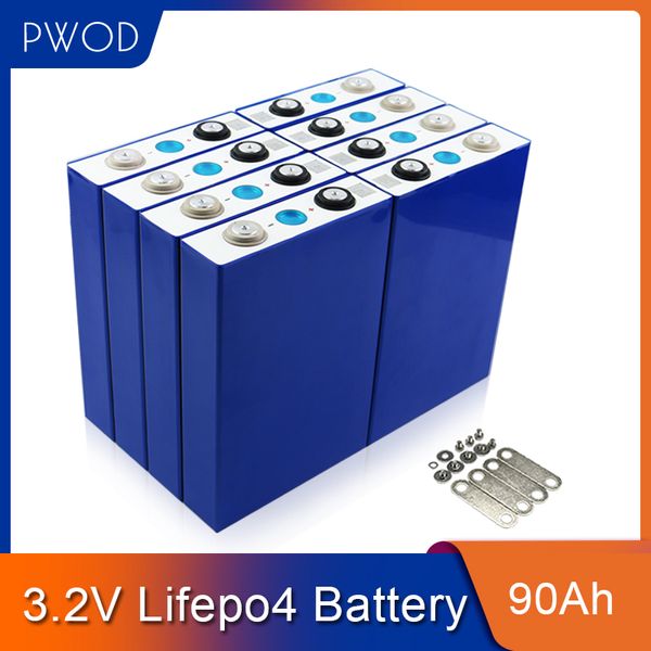 PWOD 4 pièces 3.2V 90Ah lifepo4 batterie cellule prismatique pas 100ah 12V90Ah pour EV RV bateau voiture pack bricolage solaire ue US sans taxe