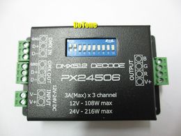 Gratis verzending PX24506 DMX512 Decoder Driver 9A DMX 512 Versterker Controller DC12V 24 V RGB LED Strip Lichtband LED-lampmodule