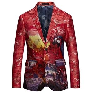 Pyjtrl luxueuze mannen retro vintage slanke fit blazer pak jas artiest hoogwaardige jacquard jas 201104