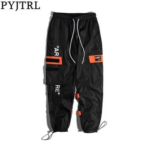 PYJTRL Hommes Poches Minces Sarouel Hip Hop Casual Pantalon Homme Mode Streetwear 210715