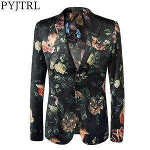 Pyjtrl Kwaliteit Heren Retro Vintage bloemenpatroon Pak Jacket Slim Fit Casual Blazers Zangers Kleding 201104