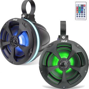 Pyle 2-weg waterdichte off-road speakers 5200W Actieve/passieve maritieme wakeboard torenluidsprekers Systeem met RGB-licht-Volledig bereik Outdoor Stereo-luidspreker voor ATV/UTV