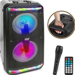 Pyle Portable Stereo Karaoke Karoke avec microphone intégré, lumières de fête à LED, MP3 USB, radio FM, 65 subwoofers, 500 watt, M AXP PHP266B - Ultimate Party Entertainment