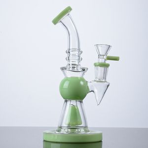 Pyramide Design Bong 7 inch Hookahs Korte Nect Mondstuk Glazen Bongs Paars Green Heady Water Pijpen Douchekop Perc Kleine DAB -rigs met 14 mm gewrichtskom