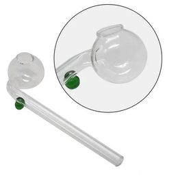 Tuyaux de fumée incurvés en Pyrex Tuyau de brûleur à mazout en verre 12cm 14cm 16cm avec support coloré Tube de qualité transparent fait à la main pour bangs concentrés de cire