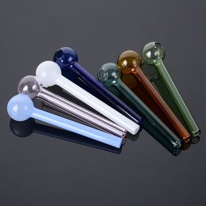 Tuyau de brûleur à mazout en verre Pyrex 10cm Bangs en verre coloré Accessoires pour fumeurs Mini Pipes SW37 couleur envoyer au hasard