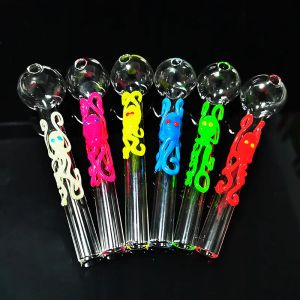 Pyrex glazen olie -pijpbuis 4 inch glazen water handpijpen roken accessoires dik kleurrijke octopus rookbuis voor rokers koel ll