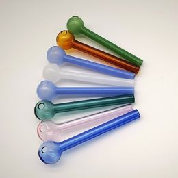 Pyrex Glass Oil Burner Pipe Mini Cuchara Tubos de mano Colorido Smal Glass Straight Tube Color Smoking Party Personalidad