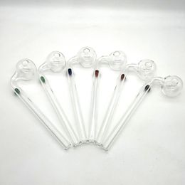 Pyrex Glass Aceite Quemador Tubo Accesorios para fumar 14 cm 90 ° LOGO Color Transparente Big Tube puntas de uñas Bong LL