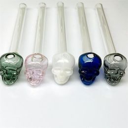 Pyrex Glasolie Olie Pijpen Rookaccessoires Kleurrijke heldere kleur 4 inch transparante grote buisnagel Tips Bong Skull