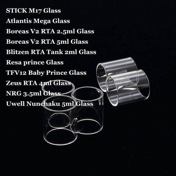 STICK M17 Atlantis Mega Boreas V2 Blitzen RTA Tank Resa Prince TFV8 Baby Prince Zeus NRG 3.5ml Nunchaku Pyrex Verre de remplacement