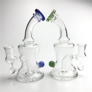 Nouveau 6,5 pouces 14mm Bangs d'eau en verre femelle avec épais Pyrex rouge bleu poignée recycleur Dab plates-formes pétrolières bécher Bong