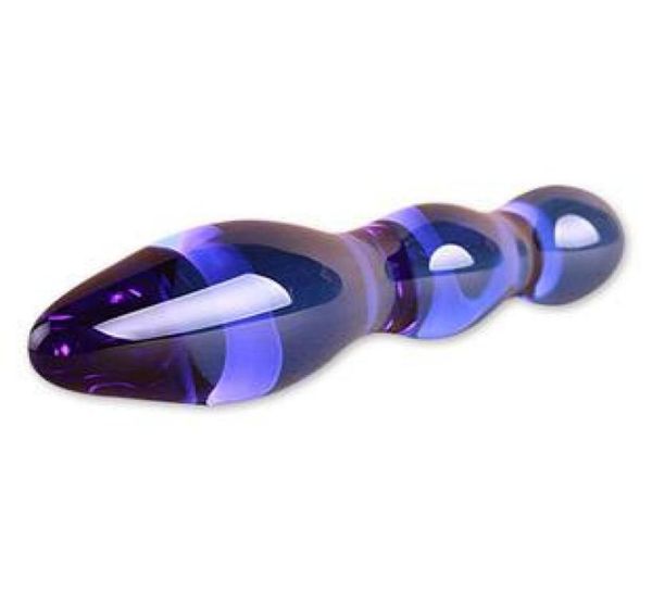 Pyrex Sextoy Perles anales bouchons des jouets sexuels pour femmes Masse-cristal pour femelles Sexy Blue Color Glass Dildos pénis do4168113