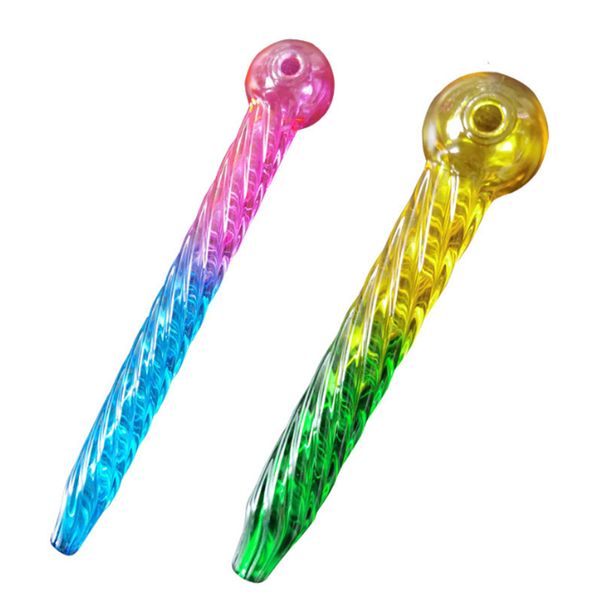 Tuyau de brûleur à mazout en verre en spirale Pyrex 5,5 pouces 7,84 pouces tuyaux à main de tabac 2 styles épais narguilé accessoires pour fumer tube de paille de test pour tuyaux de bong d'eau pointes d'ongles