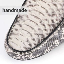 Python für Herren, handgefertigte Qualitäts-Slipper aus echtem Leder, zum Hineinschlüpfen, ohne Schnürsenkel, bequeme, lässige Fahrschuhe aus Schlangenleder