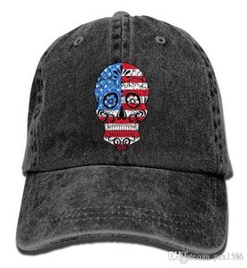 PZX Baseball Cap for Men Women American Flag Sugar Skull Dames039S Katoen verstelbare jeans cap hoed multicolor optioneel2425873