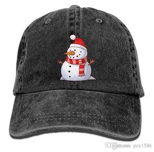 PZX Men dames039S schattige sneeuwman Xmas verstelbare katoenen denim honkbal cap hat9190565