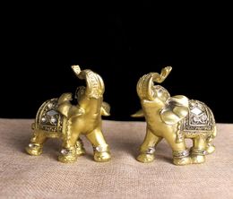 Q Glory 2 stuks Lucky Gouden Olifant Decoratief Beeldje Hars Olifant Figuren Woondecoratie Accessoires Europe2774613