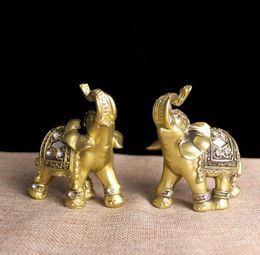 Q Glory 2pcs Lucky Golden Elephant Decorative Figurine Resin Elephant Figures Home Decoration Accessoires Europe5023062