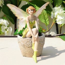 Q-glory mooie meid creatieve geschenken hars engel ornamenten home decor miniatuur bloem fee-beeldjes bruiloft decoratie t200331