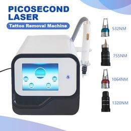 Q Switch Nd Yag Laser Pigment Removal Machine de rajeunissement de la peau Picoseconde Laser Tattoo Enlèvement de la peau blanchissant l'instrument de beauté avec 4 sondes