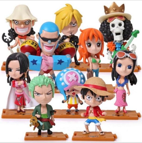 Q versión Anime One Piece PVC Figuras de acción Lindo Mini Figura Juguetes Muñecas Modelo Colección Juguete Brinquedos 10 Piezas Set 1533152
