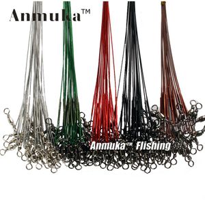 q0205 Anmuka 10 pièces connecteur de ligne de plomb de pêche à la mouche manchon d'assortiment de ligne de plomb de fil de Leader et émerillons roulants en acier inoxydable 12-28 cm