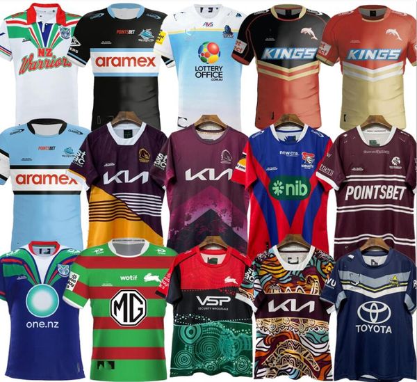 Q0ad Rugby Jerseys 2024 Dolphins Shark Warrior Rugby Jerseys Cowboy Horse sauvage Maru Rooster Titan Panthers Rhinoceros Home Away Training Jersey All Nrl League Mans T