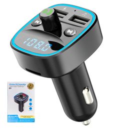 Q1 Car FM Transmitter Aux Modulator Récepteur audio mains libres Bluetooth avec lumière LED Lecteur MP3 3.1A Charge rapide Double USB avec emballage