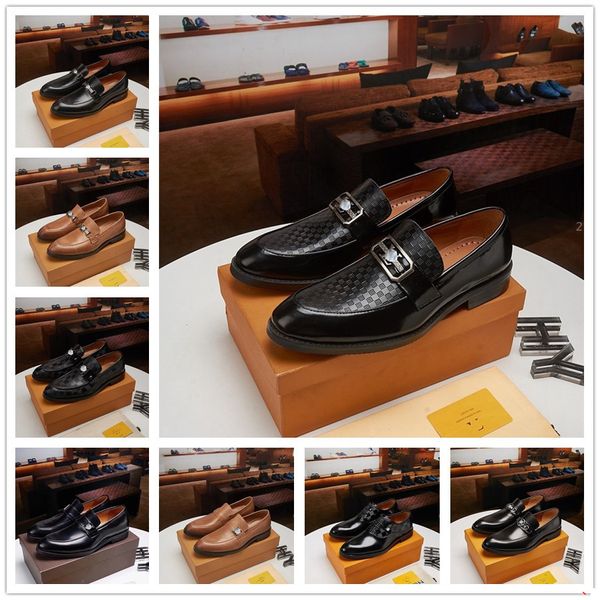 Q1 nouveaux hommes chaussures habillées de créateur de luxe hommes italiens Brogue mariage à lacets en cuir fête formelle Oxfords bout pointu chaussure 11