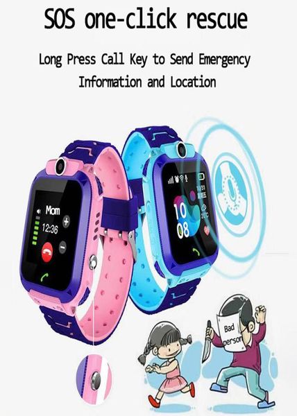 Q12 Childrens Smart Watch SOS Phone Watch Smartwatch pour les enfants avec une carte SIM PO Imperproof IP67 Gift pour iOS Android9682554