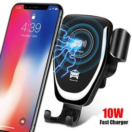 Q12 Draadloze Auto Mount Opladen Beugel Auto Charger 10 W Snelle Draadloze Ladingen Auto's Mount Air Vent Gravity Phone Holder Qi Draadloze oplader