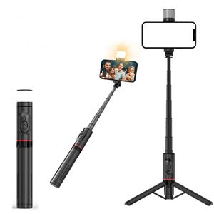 Q12S NEW Portable Wireless Bluetooth Phone Telescopic Selfie Stick Tripod With Fill Light for Huawei iPhone Android