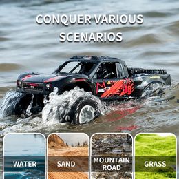 Q156 Amphibie 4WD RC Car 24g Off Road Remote Control Emphipproof Caming Drift Monster Truck For Kids Toys 240327
