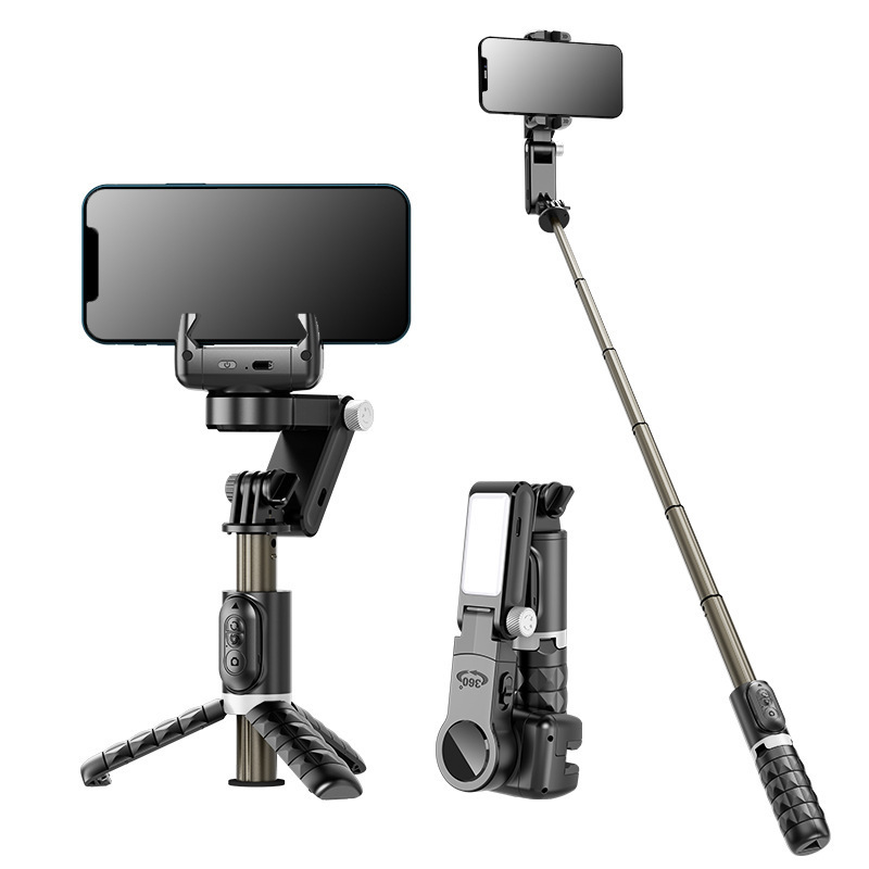 Q18 Desktop efter skjutläge Gimbal Stabilizer Selfie Stick Stativ med Fill Light för iPhone -mobiltelefon Smartphone