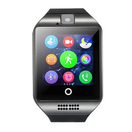 Q18 Smart Watch Android voor iPhone iOS Camera afgerond ANTWOORD OPROEP Oproepen Horloges Ondersteuning Simkaart Smartwatch Fitness Tracker