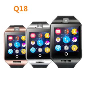 Q18 Smart Watches Bluetooth Wristband Smartwatch TF SIM Card NFC with Camera Chat Software Compatible iOS Android Cellphones with Retail Box