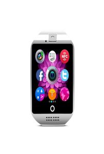 Q18 WRISTWATCH Bluetooth Smart Watch Sport Pedómetro con cámara de pantalla curva portátil para Android iPhone iOS Smartphone Watch RU7643223