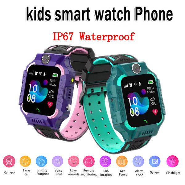 Q19 Reloj inteligente para niños IP67 Reloj de pulsera impermeable LBS Tracker Tarjeta SIM Linterna Dial Juego Cámara SOS Niños Smartwatch IOS Android