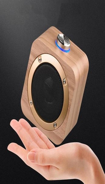 Altavoz portátil Q1B de madera Bluetooth 42 altavoces de bajo inalámbrico reproductor de música batería integrada de 1200mAh 2 coloresa24a369834908