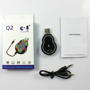 Q2 émetteur audio sans fil récepteur adaptateur Bluetooth qualité sonore HD connexion mémoire adaptateur WiFi USB avec lumière colorée